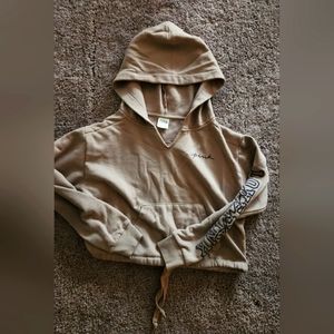 Pink Victoria's Secret crop pull over hoodie with cinched waist